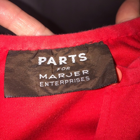 Vintage 70’s red v neck tie sleeve cotton top - Picture 5 of 9